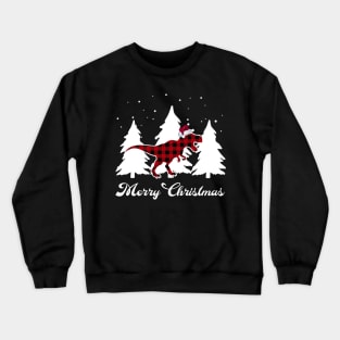 Merry Christmas Buffalo Plaid Dinosaur Santa T rex Pajama Crewneck Sweatshirt